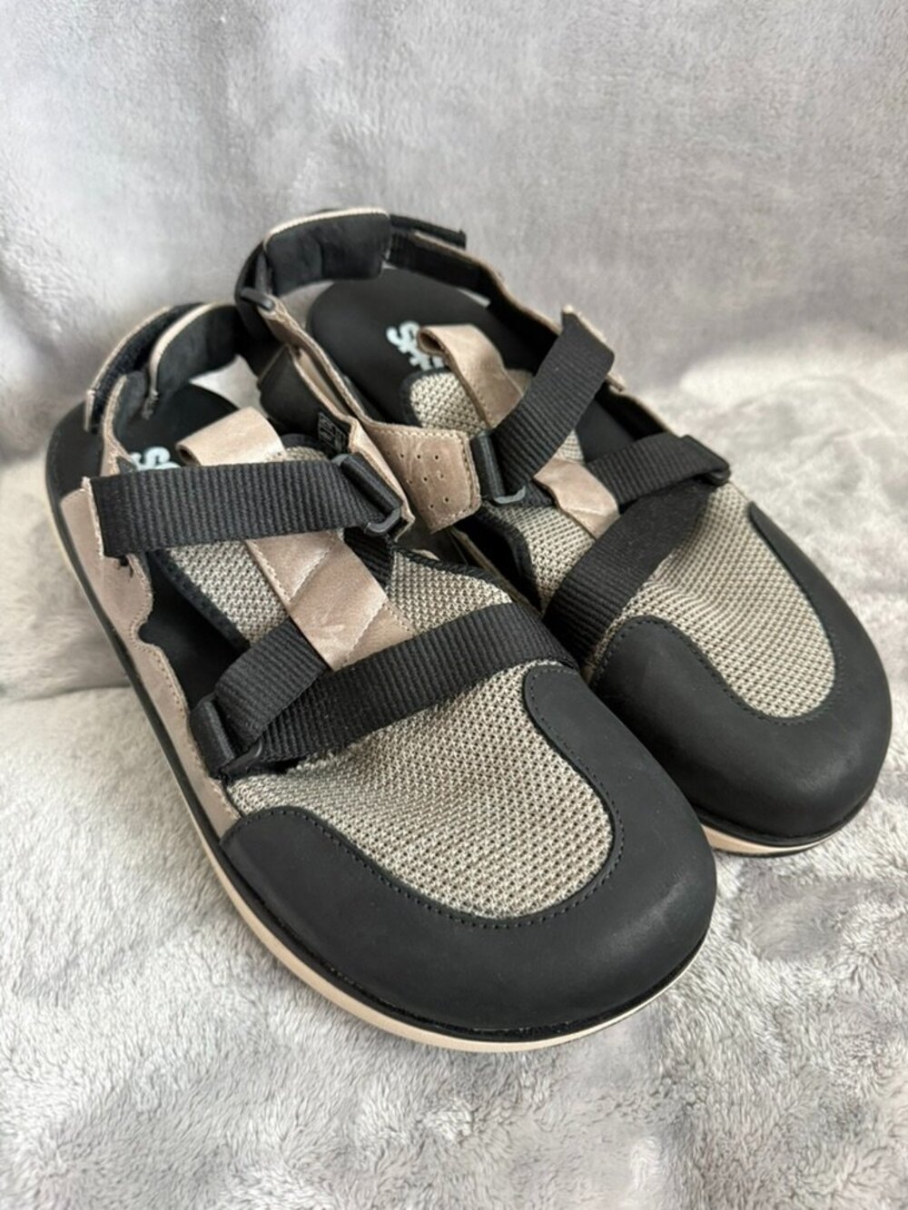 SAS Women Cub Stone Age Tan Leather Mesh Athletic Sport Sandal Made in USA Sz 12